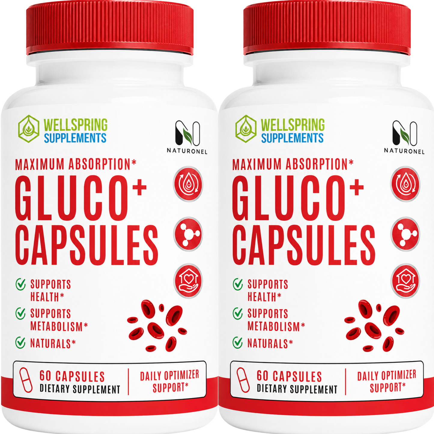 Gluco+ Capsules – Maximum Absorption Formula with Vitamins, Minerals & Botanical Ingredients, Daily Metabolism Support Supplement - 2 Bottle