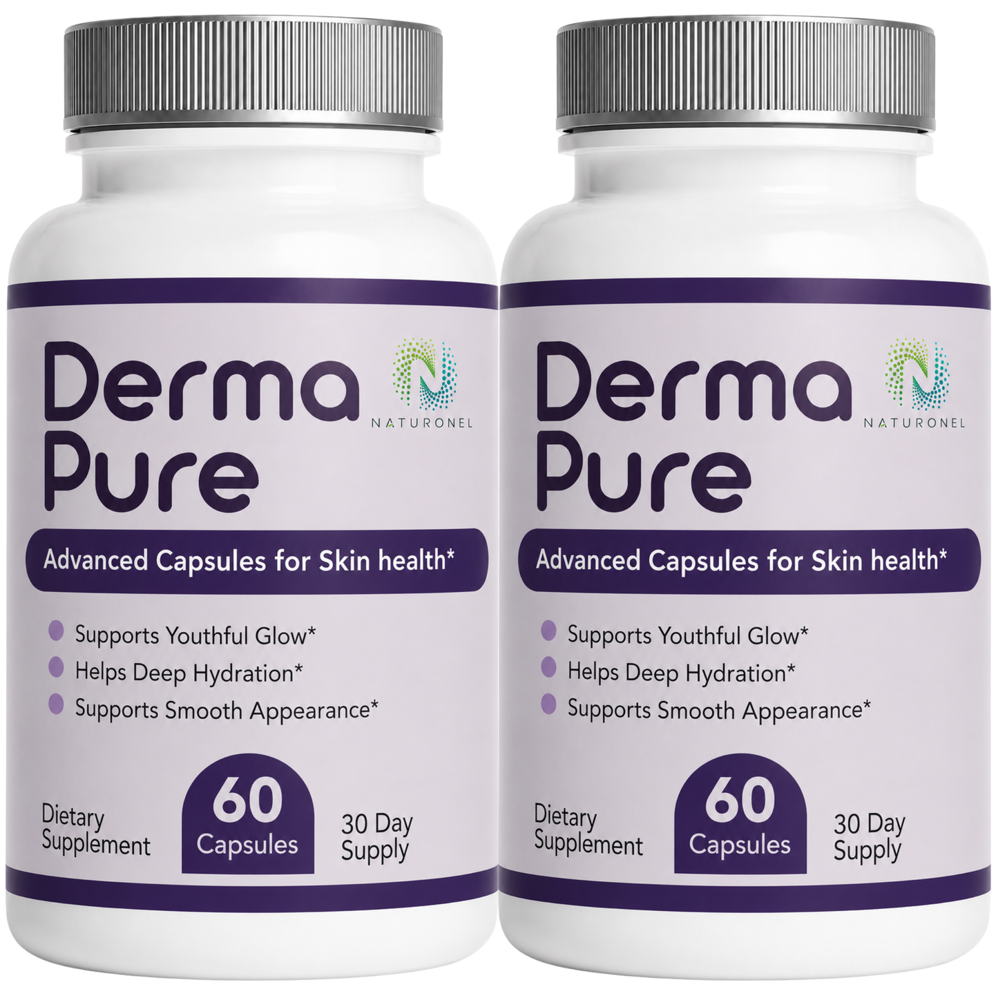 Derma Pure Skin Health Supplement – Advanced Skin Care Formula for Youthful Glow, Hydration & Smooth Skin Appearance, Dietary Supplement - 2 Bottle