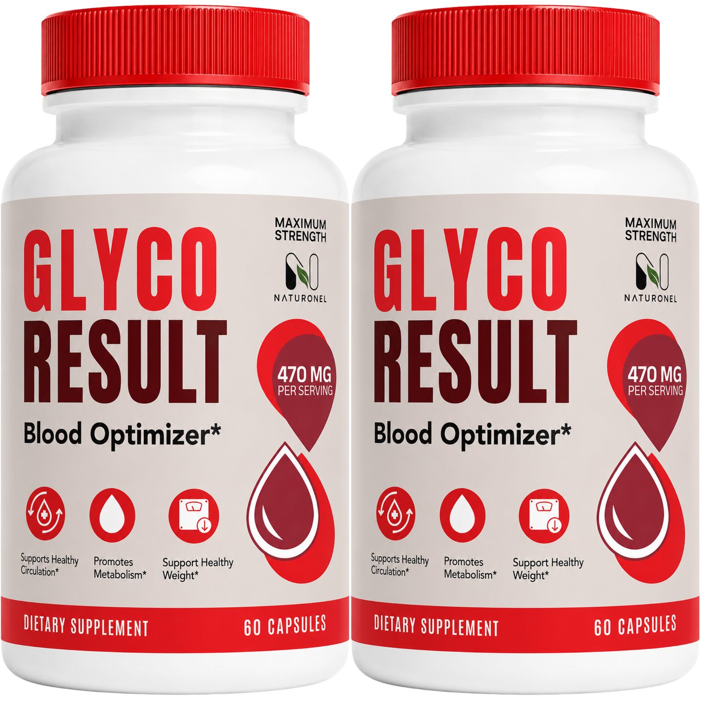 Glyco Result Blood Optimizer Supplement, 470 mg Per Serving, Metabolism Support Formula with Premium Ingredients, Healthy Circulation Support, Weight Management Formula, Dietary Supplement - 2 Bottle