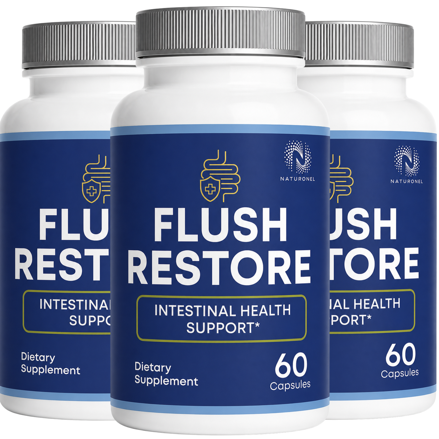 Flush Restore Colon Cleanse & Gut Cleanse Supplement – Digestive Cleanse with Herbal Ingredients for Intestinal Health Support, Digestive Health & Regularity - 3 Bottle