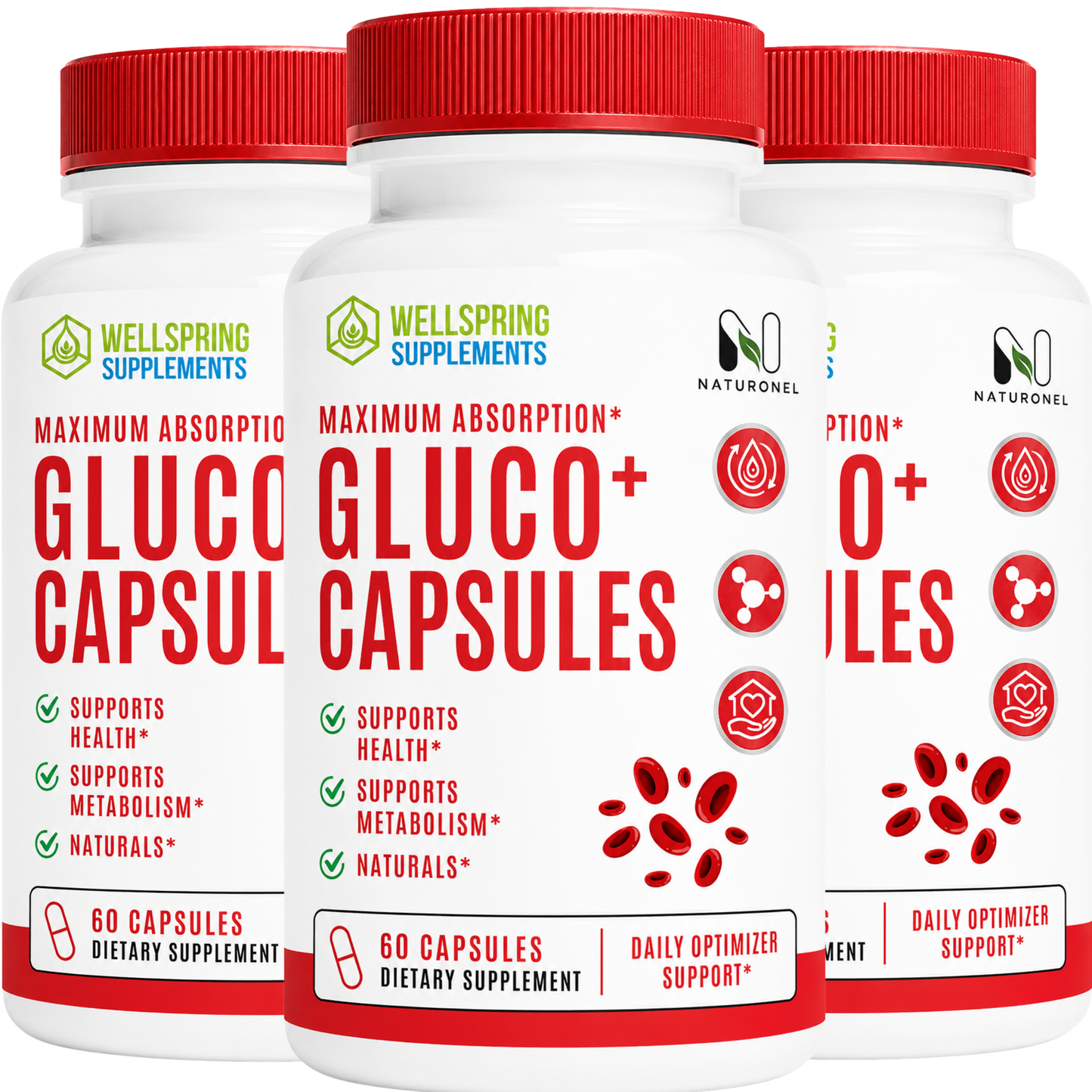 Gluco+ Capsules – Maximum Absorption Formula with Vitamins, Minerals & Botanical Ingredients, Daily Metabolism Support Supplement - 3 Bottle