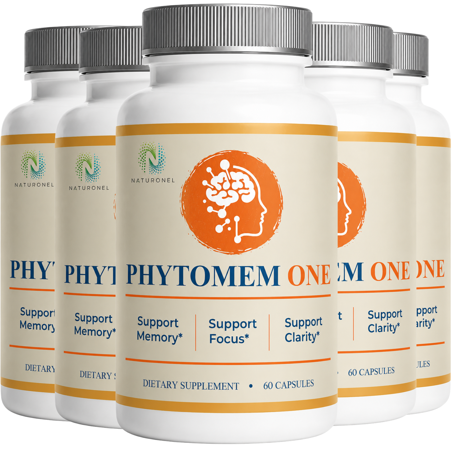 Phytomem One – Memory & Focus Supplement with Nootropic Brain Support Formula, Supports Memory, Focus & Mental Clarity, Cognitive Wellness Supplement - 5 Bottl