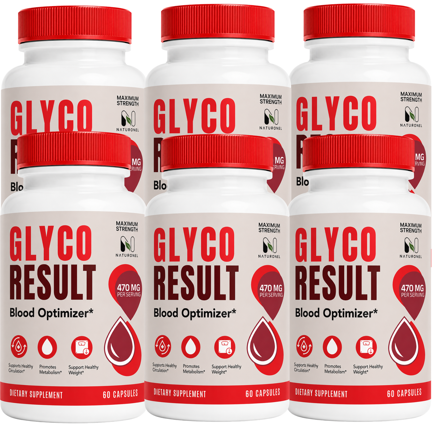 Glyco Result Blood Optimizer Supplement, 470 mg Per Serving, Metabolism Support Formula with Premium Ingredients, Healthy Circulation Support, Weight Management Formula, Dietary Supplement, 6 Bottle