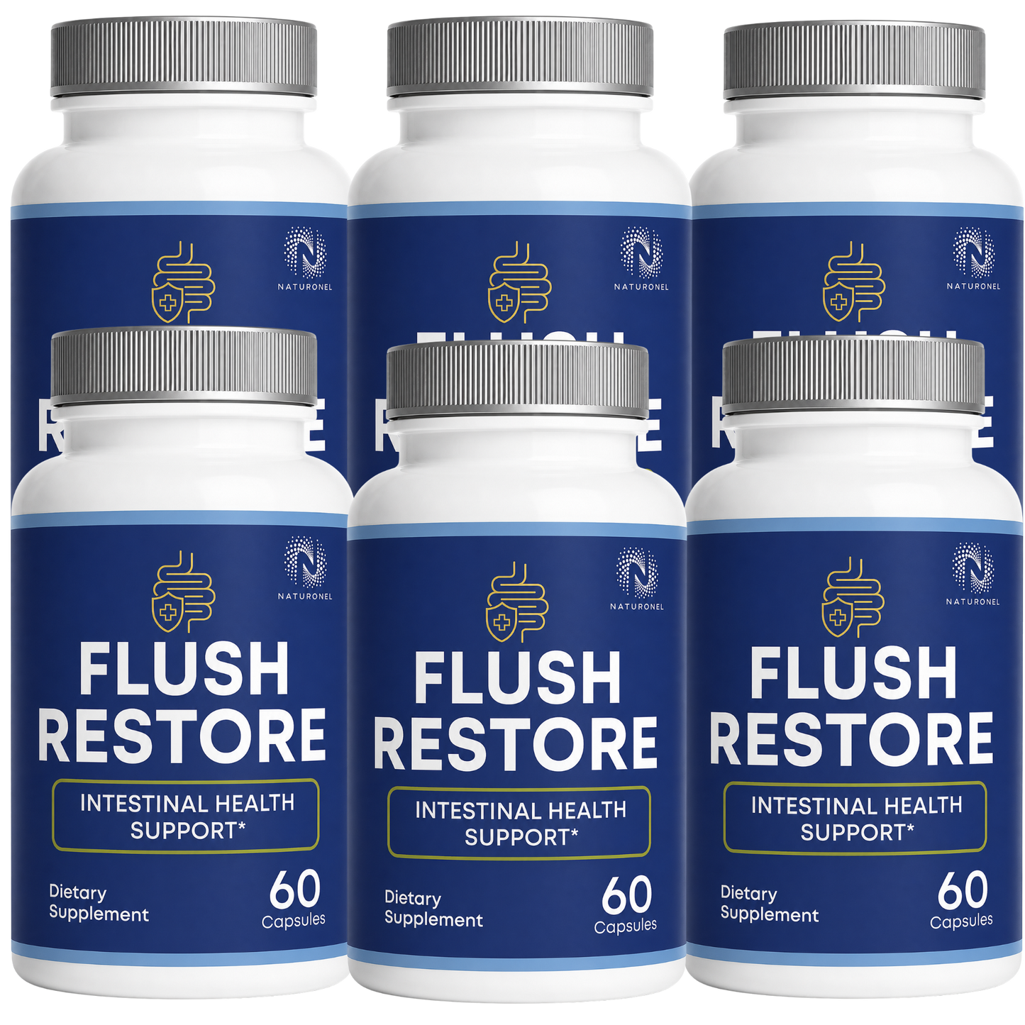 Flush Restore Colon Cleanse & Gut Cleanse Supplement – Digestive Cleanse with Herbal Ingredients for Intestinal Health Support, Digestive Health & Regularity - 6 Bottle
