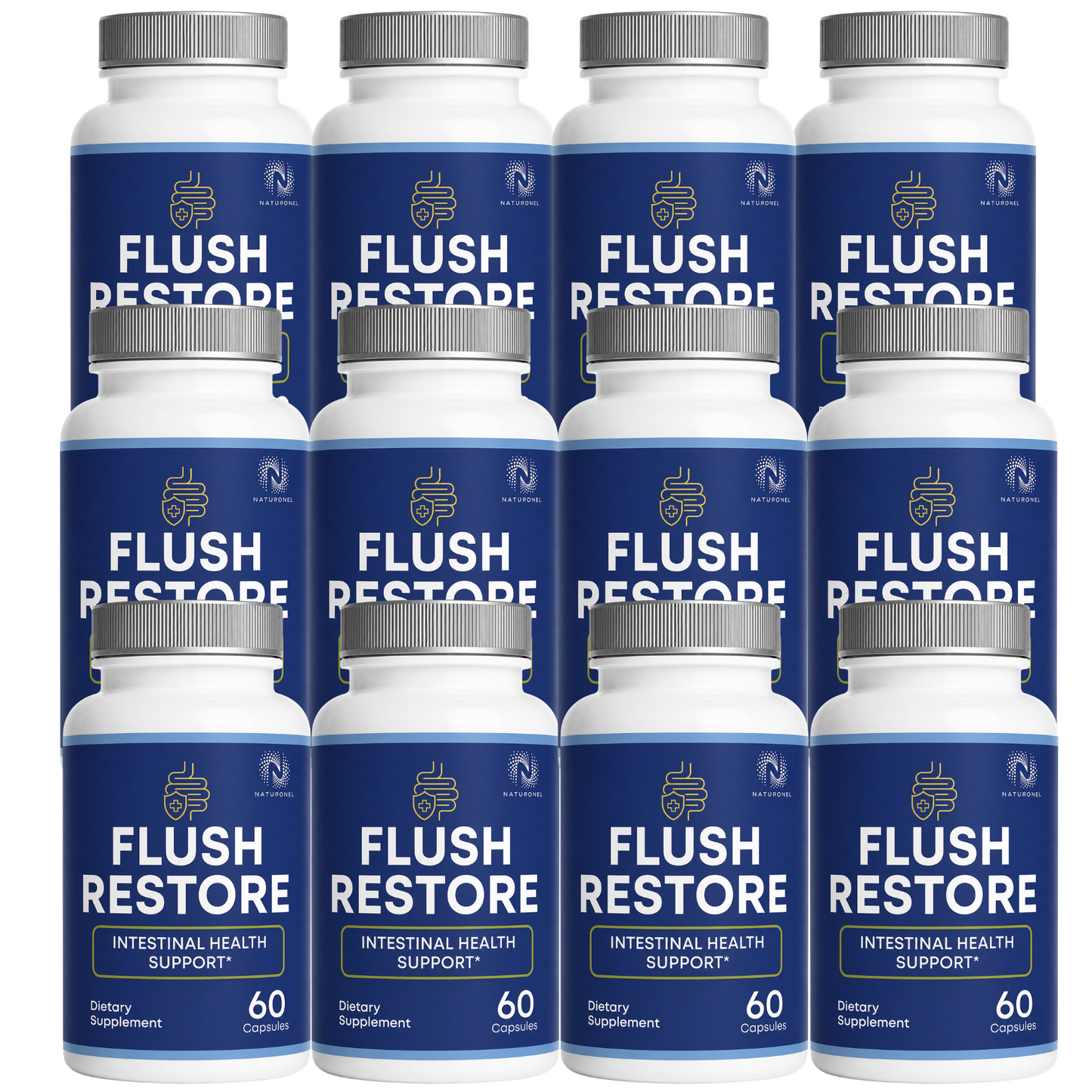 Flush Restore Colon Cleanse & Gut Cleanse Supplement – Digestive Cleanse with Herbal Ingredients for Intestinal Health Support, Digestive Health & Regularity 12 Bottle