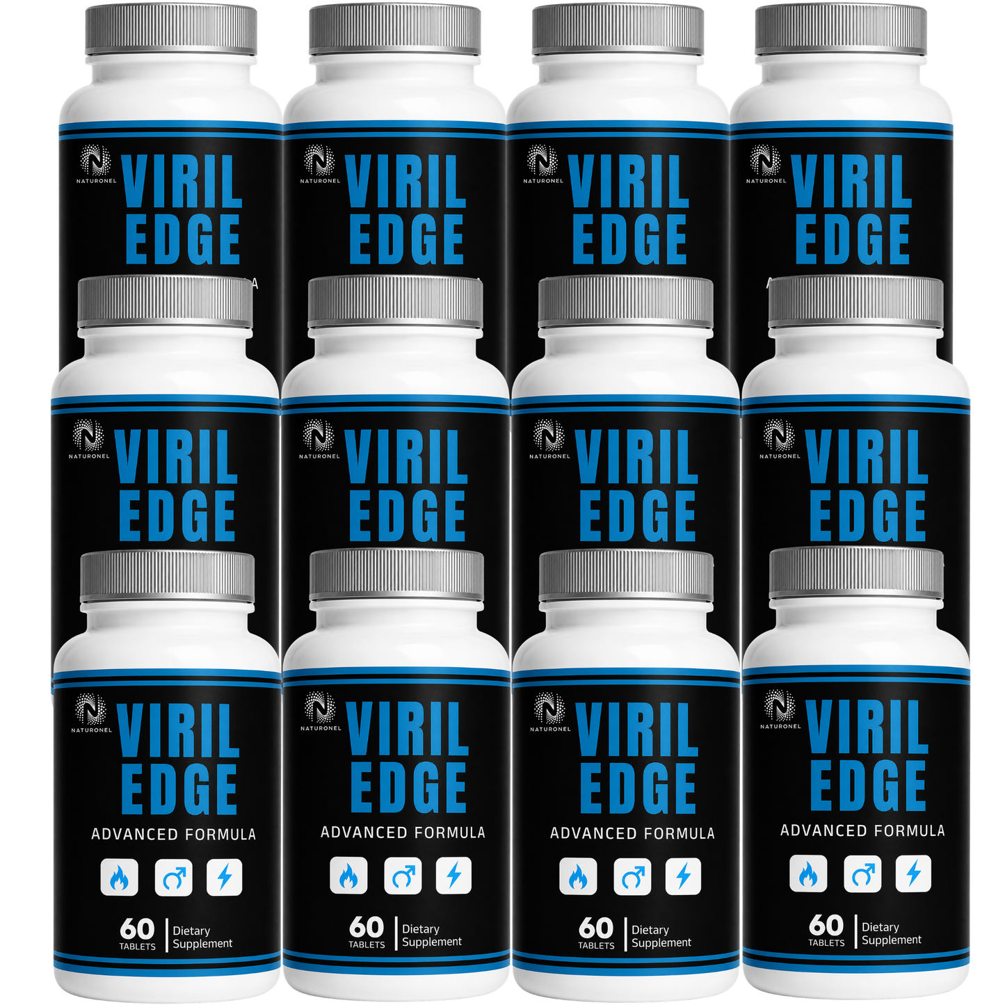 Viril Edge Advanced Formula – Men's Daily Wellness Supplement with Herbal Extracts, Vitamins & Minerals, Premium Men's Formula - 12 Bottle
