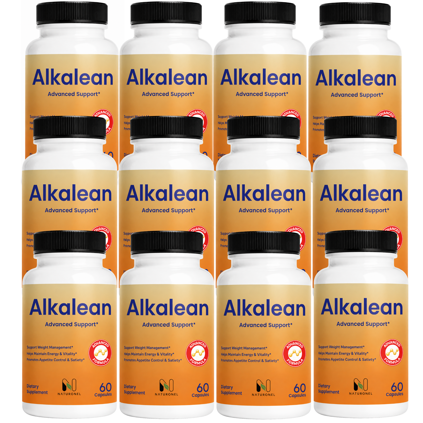 Alkalean Advanced Support Formula – Weight Management Supplement with Botanical Ingredients, Supports Energy & Vitality, Appetite Control & Satiety Support, Dietary Supplement - 12 Bottle