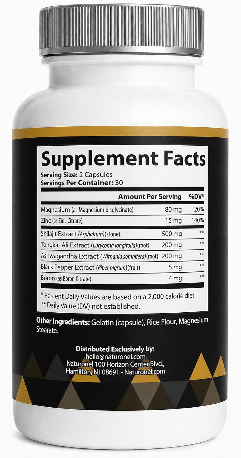 Highest Potency Black Shilajit for Men (2-Pack) 80% Fulvic Acid – Tongkat Ali, Ashwagandha, Boron & Black Pepper | 85+ Trace Minerals & Fulvic Acid | Pure Himalayan Shilajit Capsules