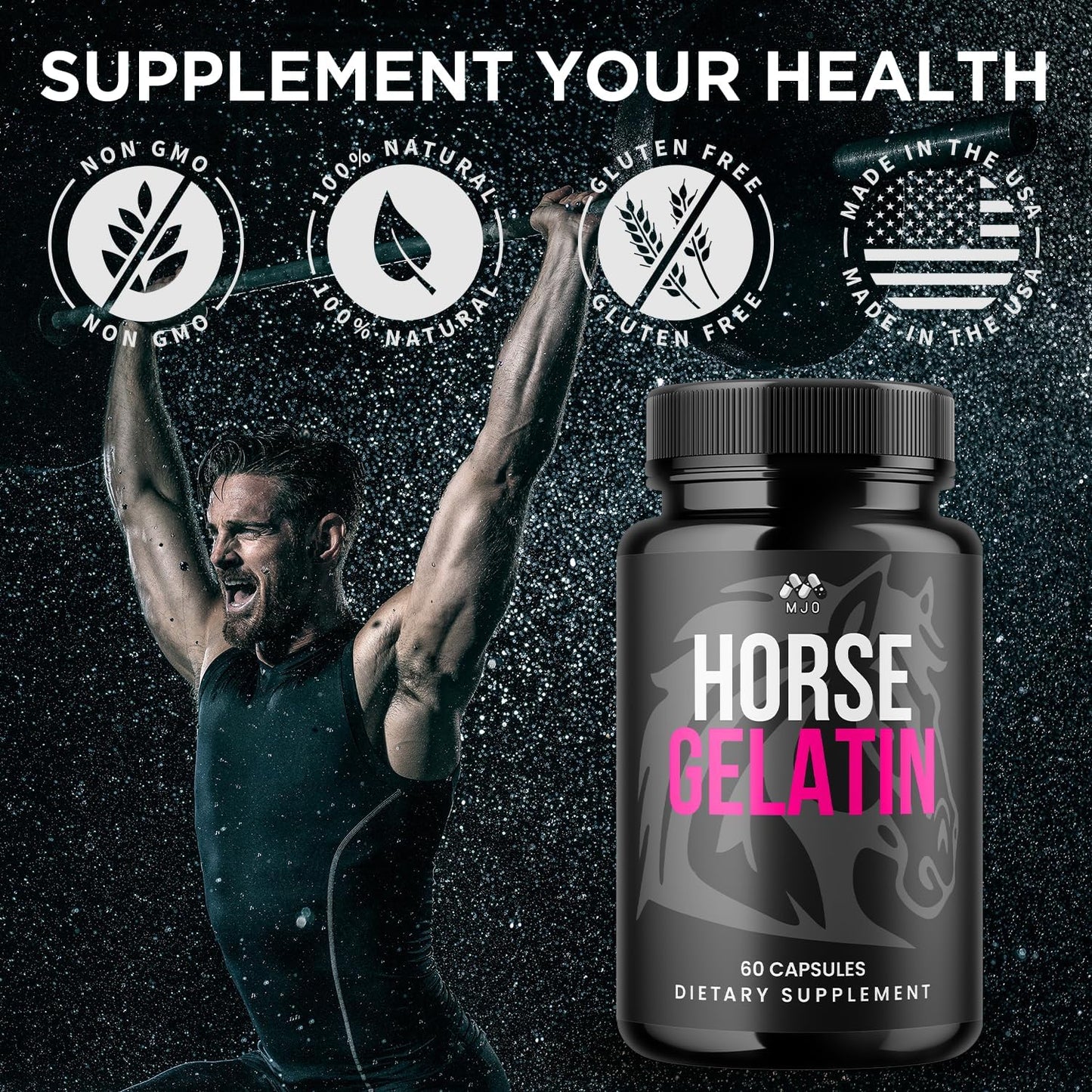 (2 Pack) Horse Gelatin Capsules, Official HorseGelatin Pills for Men with All Natural Ingredients, Advanced Mens Health and Wellness Support Pill, Max Strength Multivitamin Supplement (120 Capsules)