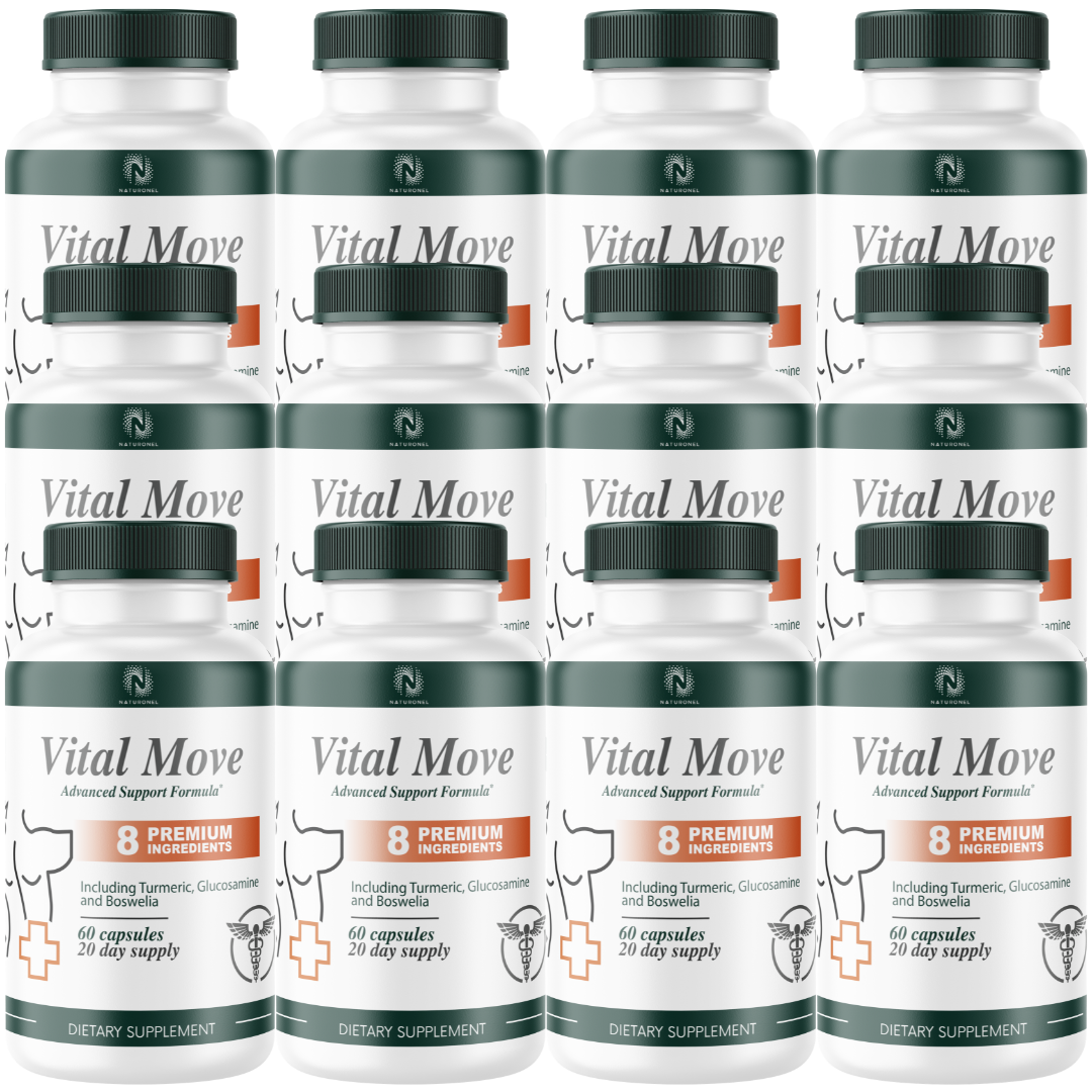 Vital Move Premium Joint Wellness Supplement – Glucosamine 1500mg with Chondroitin, Turmeric, Boswellia, MSM, Bromelain & Quercetin – Advanced 8-Ingredient Blend