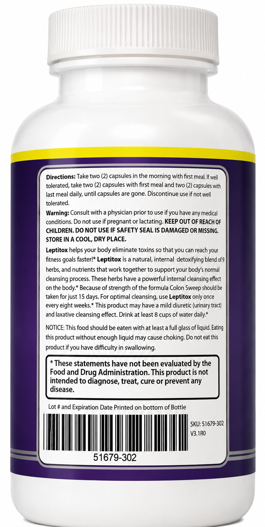 Leptitox Colon Cleanse & Gut Health Supplement – Herbal Digestive Support Formula with Psyllium Husk, Aloe Vera, Bentonite Clay & Probiotic – 60 Capsules
