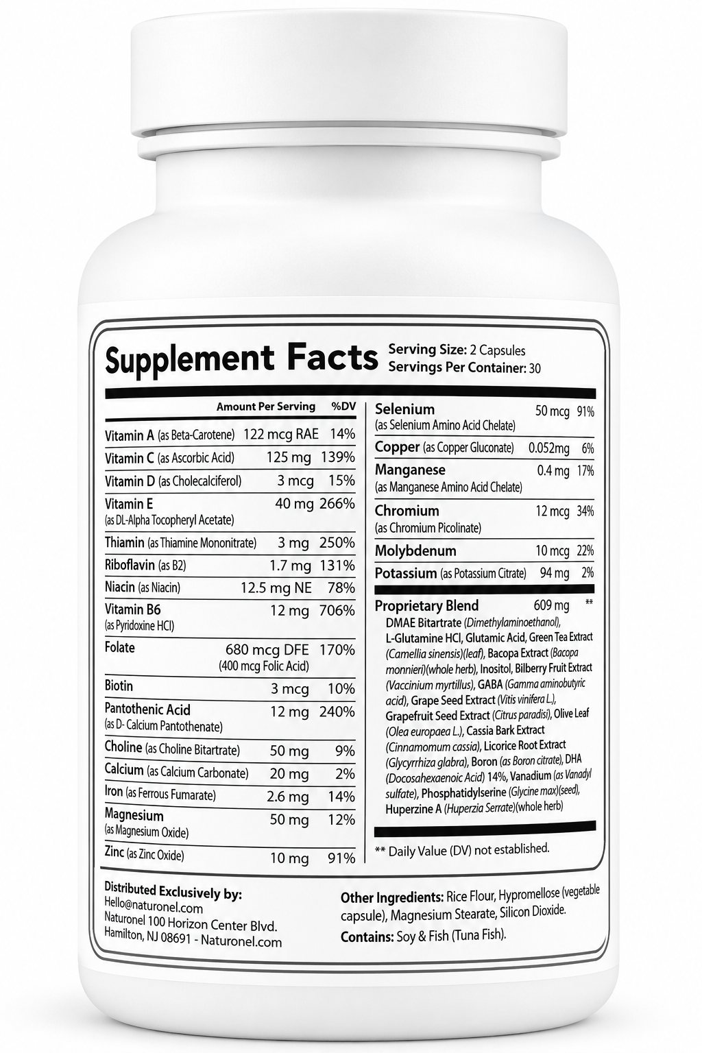 Cognitive Max Brain Health Supplement - DMAE Bacopa Ginkgo GABA Phosphatidylserine - Brain Nutrition Formula with B Complex DHA Vitamins Minerals - Daily Cognitive Wellness - 60 Capsules