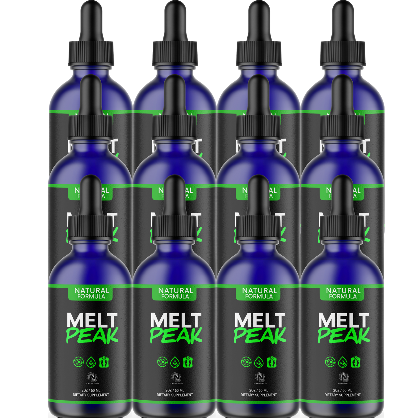 Melt Peak (12 Pack) Natural Formula – Liquid Metabolism Support Drops, Fast-Absorbing Daily Wellness Supplement