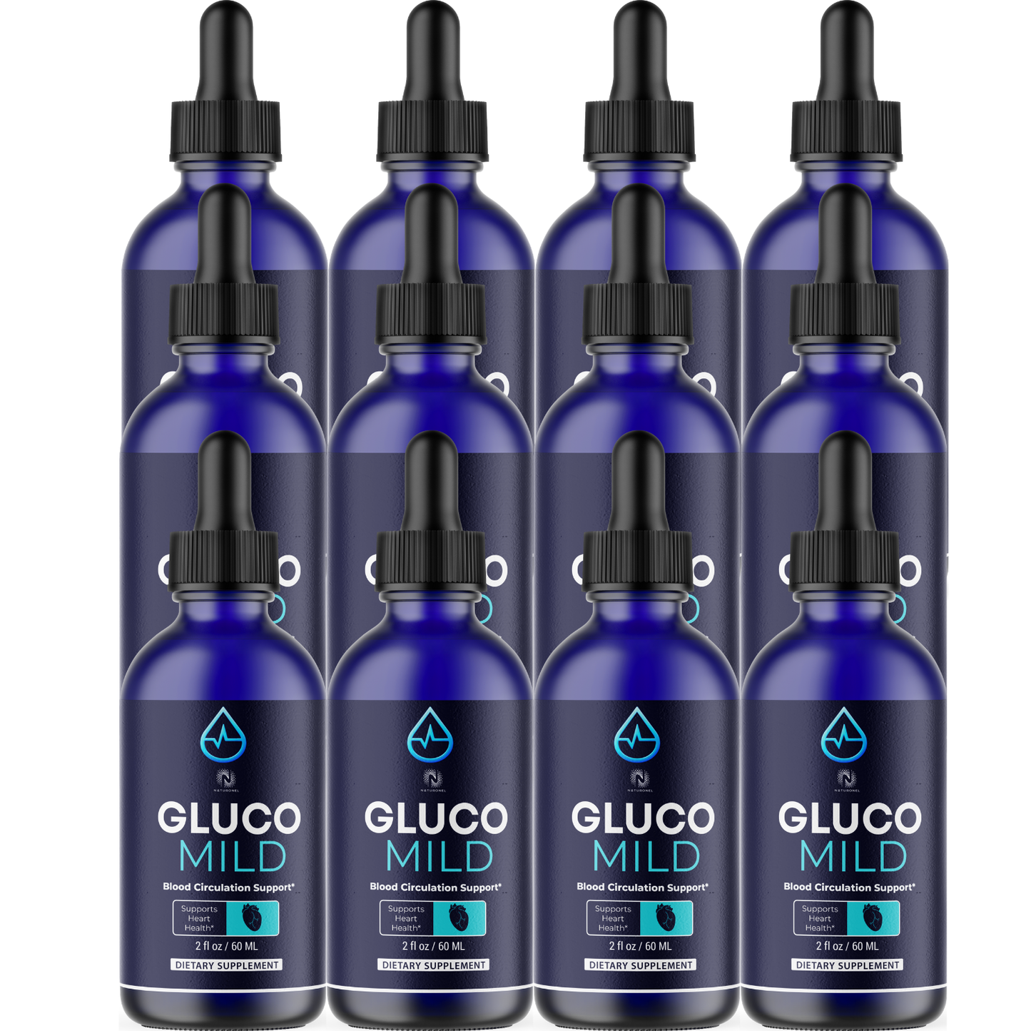 Gluco Mild (12 Pack) Liquid Supplement – Blood Circulation & Heart Health Support, L-Arginine HCl, L-Glutamine & L-Tryptophan
