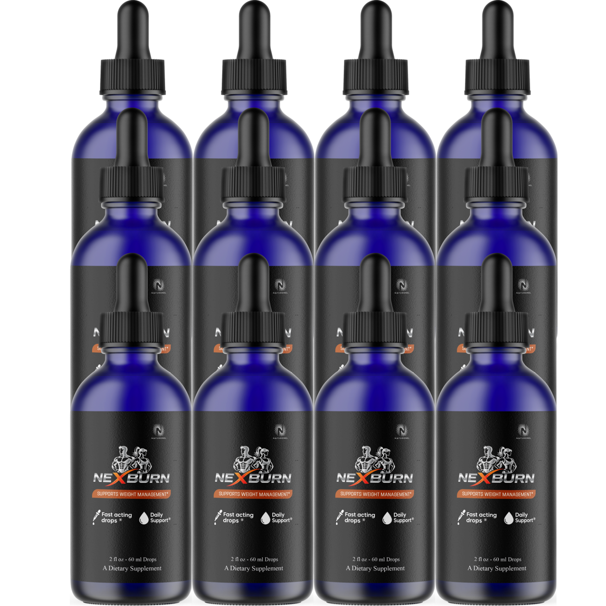 NEXBURN Weight Management Formula (12 Pack) – Fast Acting Liquid Drops with Amino Acid Blend – Daily Support