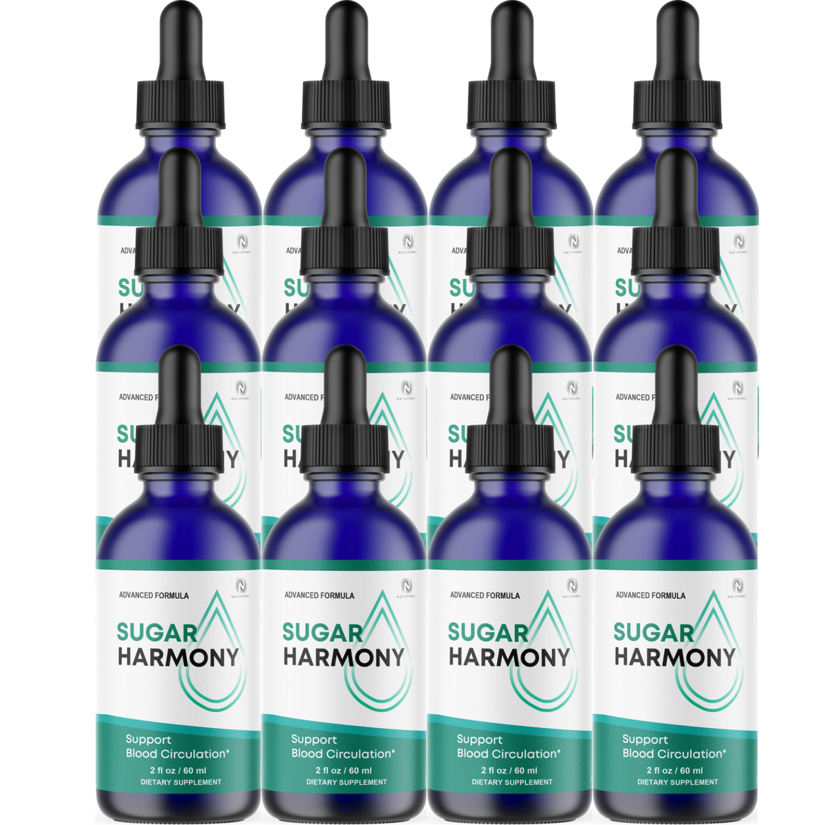 Sugar Harmony Drops (12 Pack) – Advanced Blood Circulation Support with L-Arginine, L-Glutamine & L-Tryptophan – Liquid Dietary Supplement