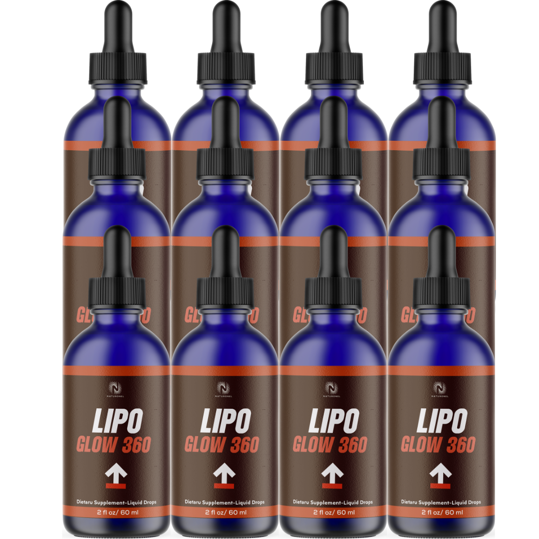 Lipo Glow 360 Drops (12 Pack) – Advanced Liquid Amino Acid Formula – L-Arginine, L-Glutamine & L-Tryptophan