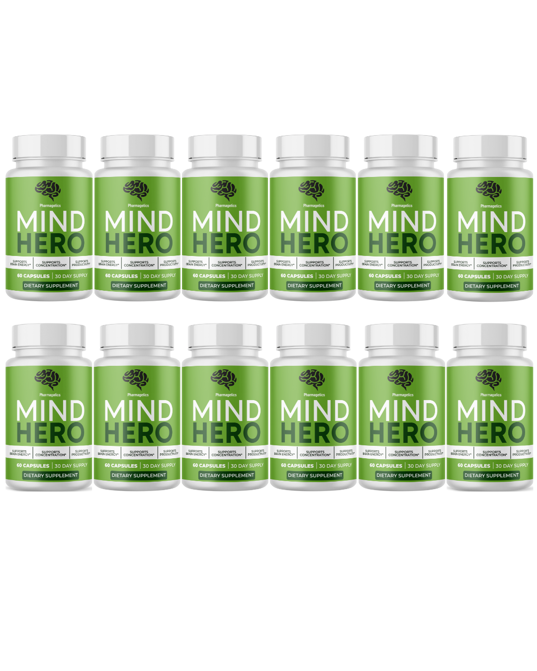 Mind Hero Concentration Support, Brain Health & Energy Supplement 60 Capsules