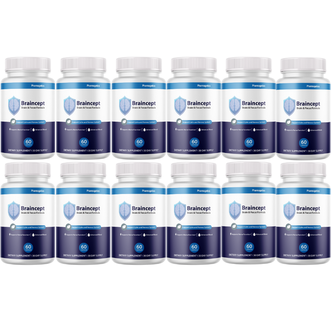 Braincept Brain & Focus Formula, Calm Nervous System Support 60 Capsules