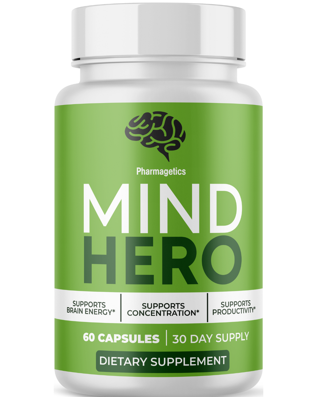 Mind Hero Concentration Support, Brain Health & Energy Supplement 60 Capsules