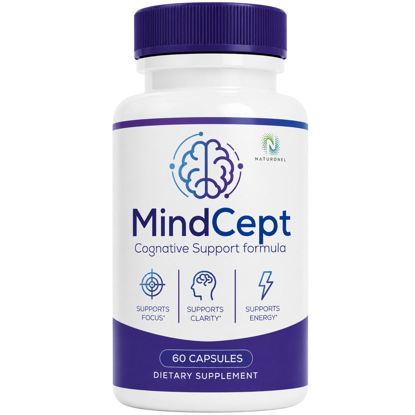 MindCept Cognitive Support Formula – Brain Health Supplement for Focus, Memory, Mental Clarity & Cognitive Performance, Daily Nootropic Blend with Vitamins, Minerals & Botanical Extracts