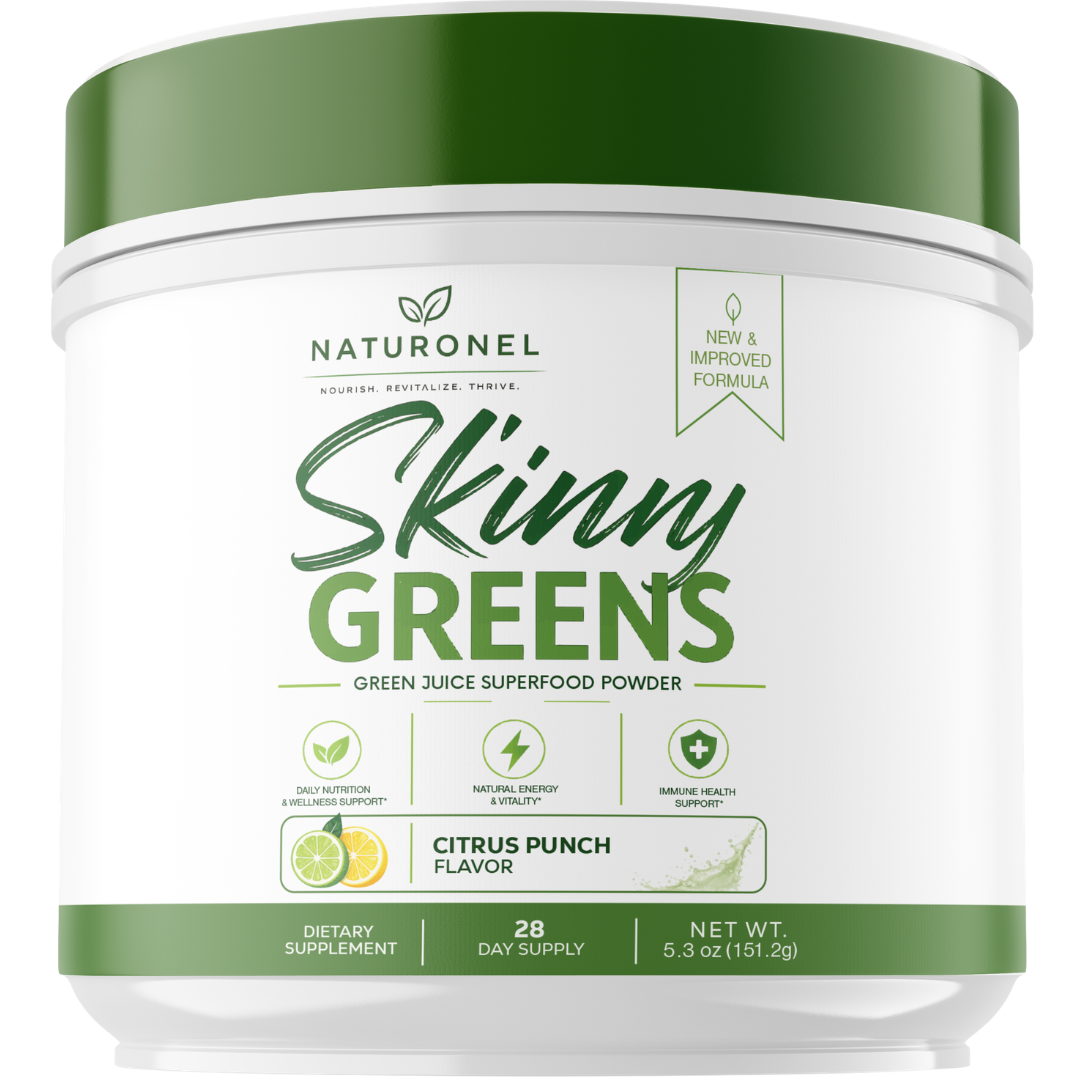 Skinny Greens Superfood Powder – Organic Greens Blend with Wheatgrass, Moringa, Spirulina, Chlorella, Matcha Tea & Probiotics – Daily Greens Drink Mix – Citrus Punch Flavor