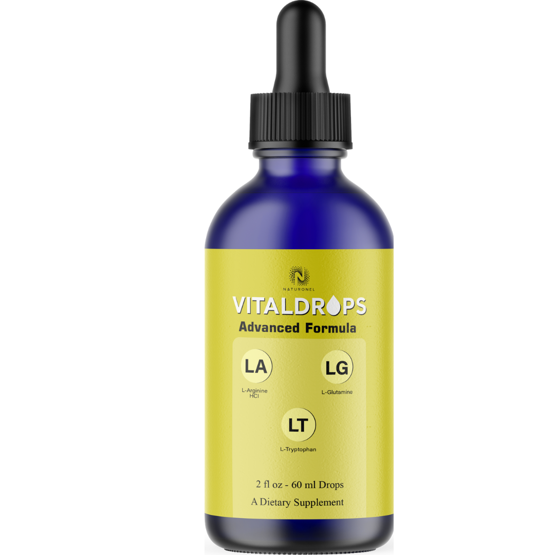 VitalDrops 3-in-1 Advanced Formula – L-Arginine HCl, L-Glutamine & L-Tryptophan Liquid Drops – Lemon Flavor