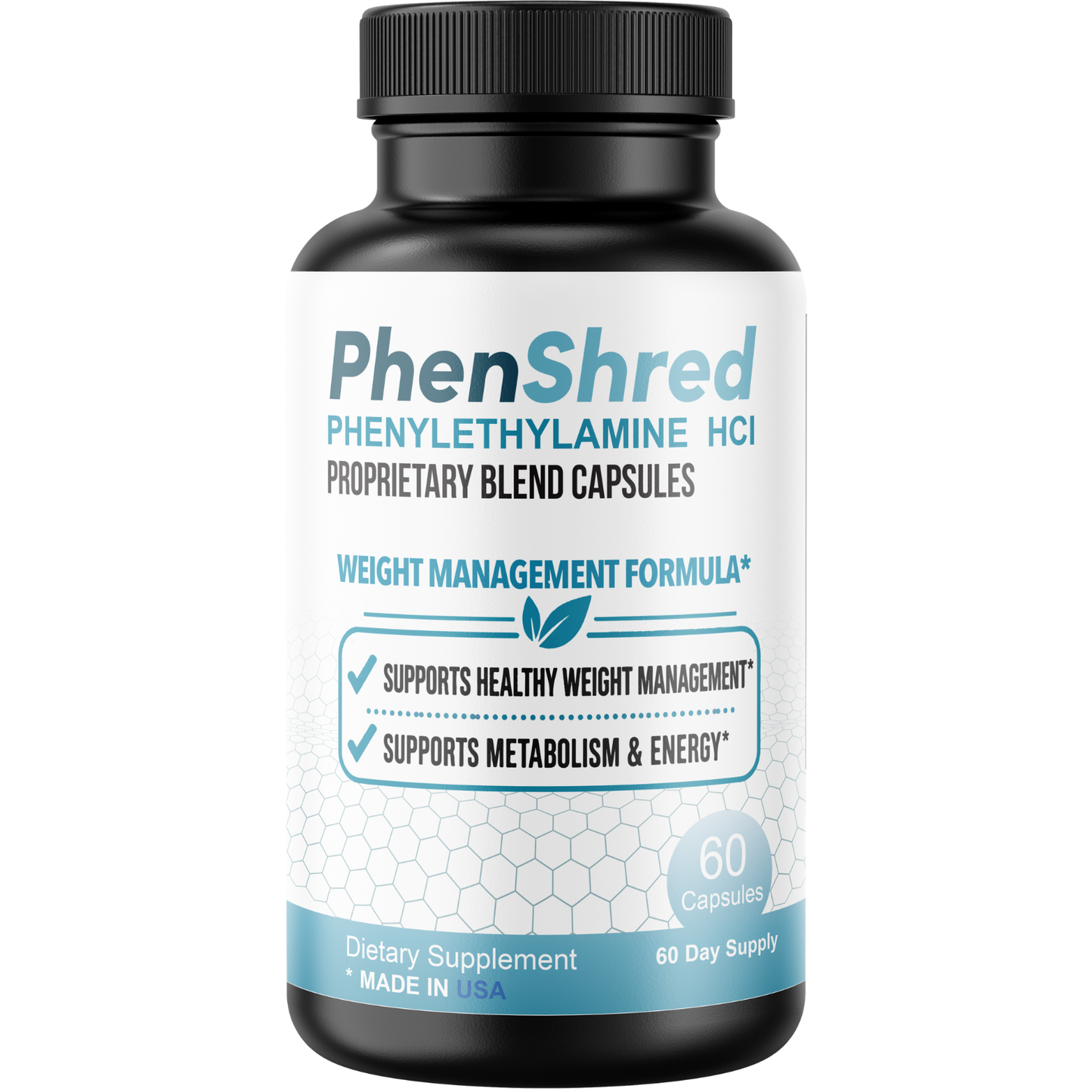 PhenShred Phenylethylamine HCl Capsules with Caffeine, Green Tea, L-Carnitine & Glucomannan Energy & Metabolism Support Supplement