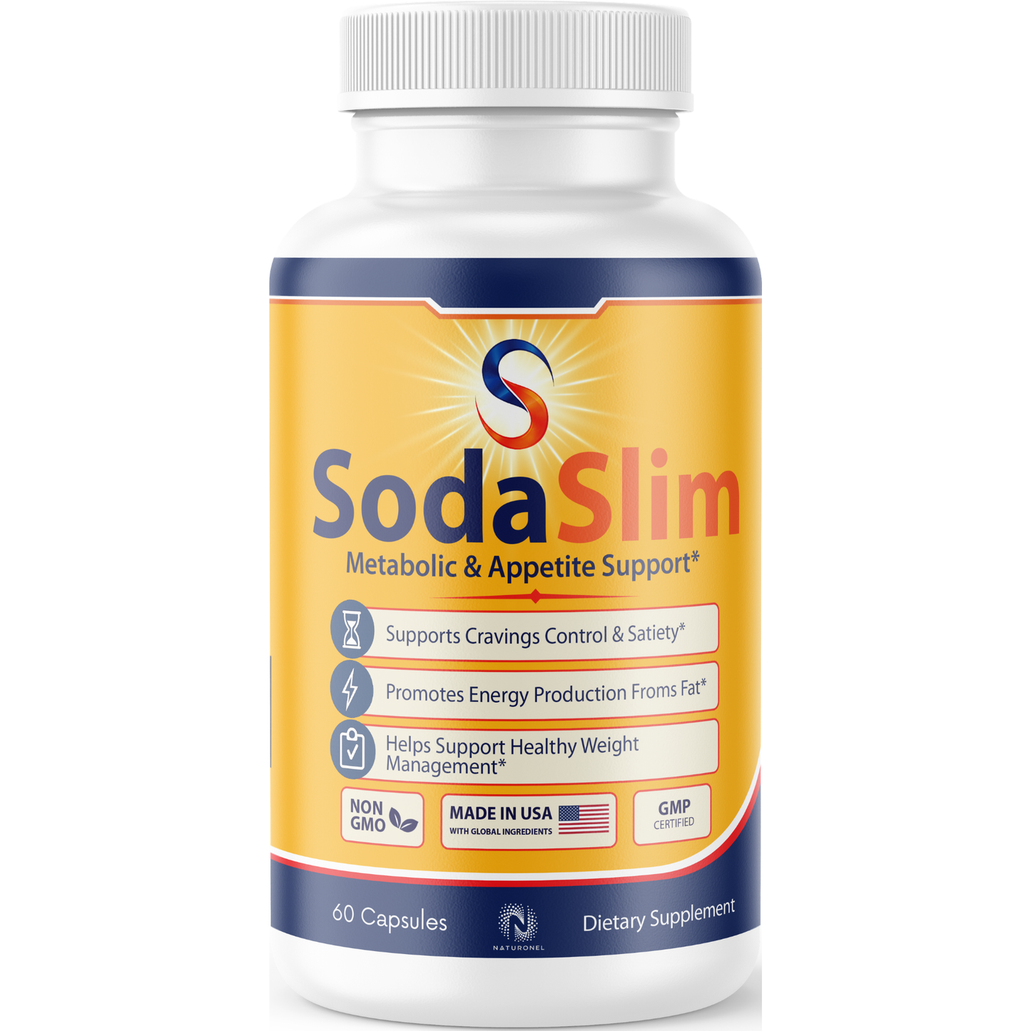 SodaSlim Metabolic & Appetite Support Supplement – Green Coffee Bean, Green Tea, Garcinia Cambogia, Raspberry Ketone & Caffeine – Craving Control & Energy Support