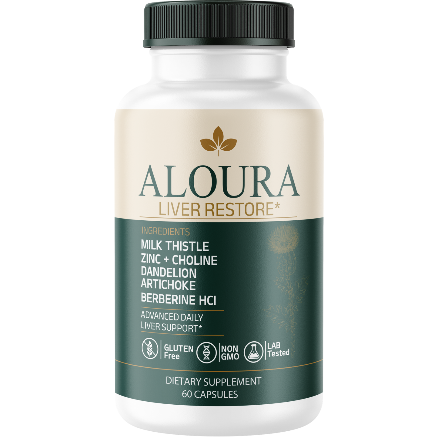 ALOURA Liver Restore Supplement – Advanced Liver Support Formula with Milk Thistle, Berberine HCl, Artichoke, Dandelion, Zinc & Choline – Dietary Supplement