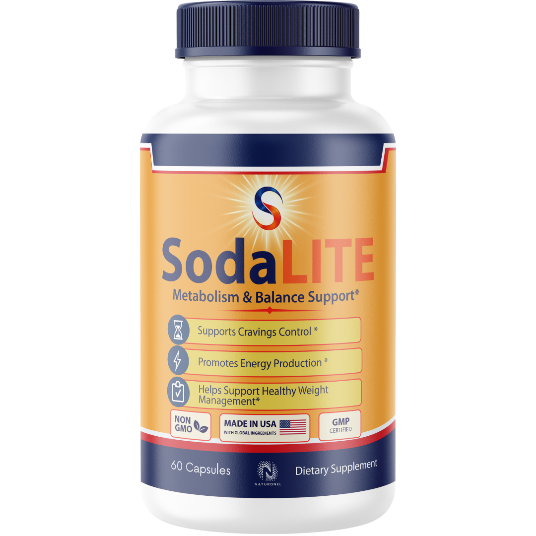 SodaLITE Metabolism & Energy Support – Advanced Formula with Raspberry Ketones, African Mango, Green Tea Extract, ACV, Kelp & Grape Extract