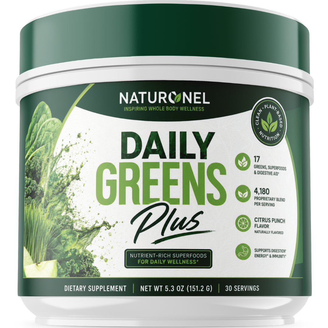 Daily Greens Plus Powder - Superfood Greens Blend with Wheatgrass, Moringa, Spirulina, Chlorella, Matcha, Probiotics & Digestive Enzymes - Citrus Punch
