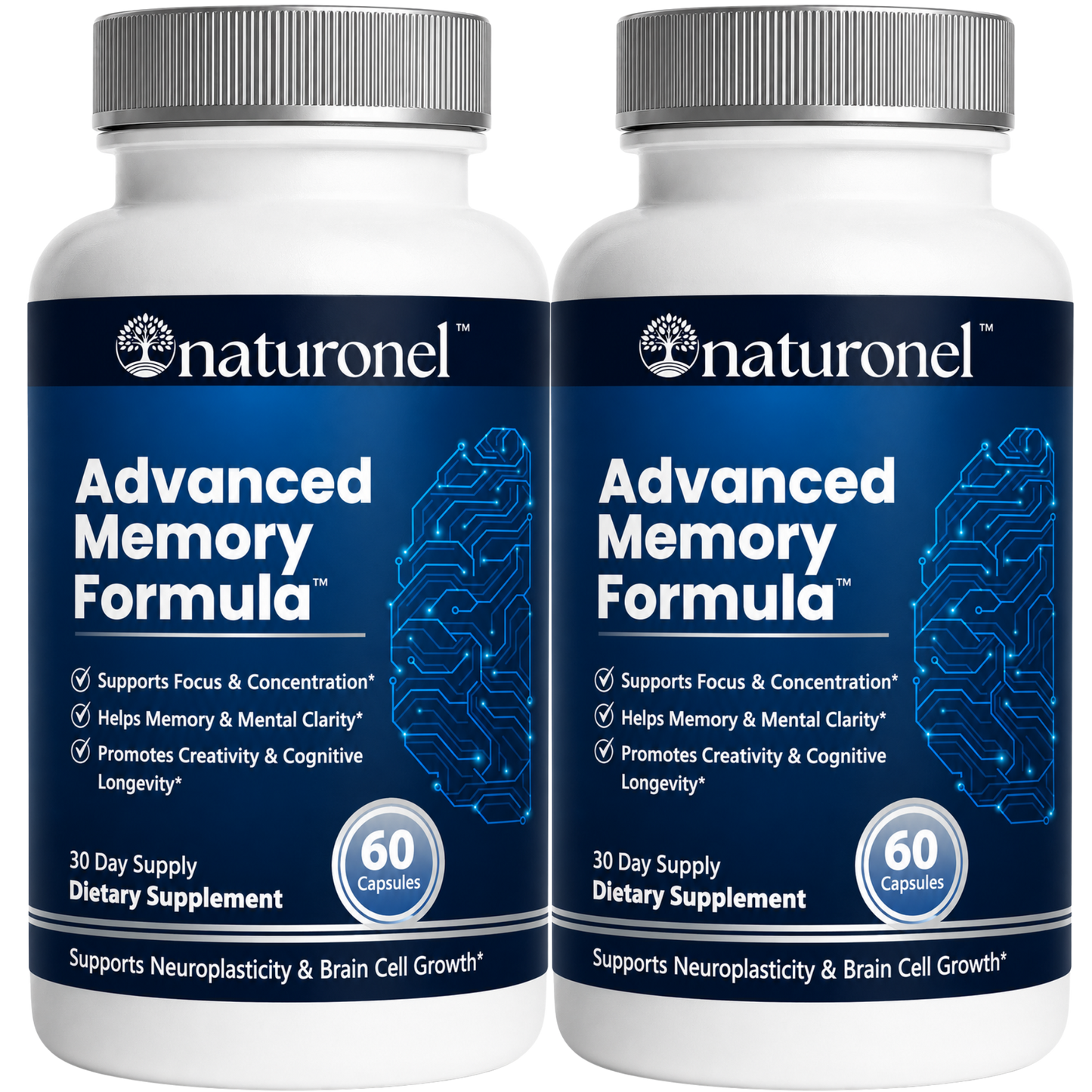 Advanced Memory Formula – Brain Supplement for Memory, Focus & Concentration, Cognitive Support with Bacopa, DMAE, Phosphatidylserine, Huperzine A, DHA & B Complex Vitamins – 60 Capsules