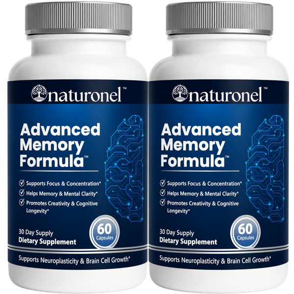 Advanced Memory Formula – Brain Supplement for Memory, Focus & Concentration, Cognitive Support with Bacopa, DMAE, Phosphatidylserine, Huperzine A, DHA & B Complex Vitamins – 2 Bottle
