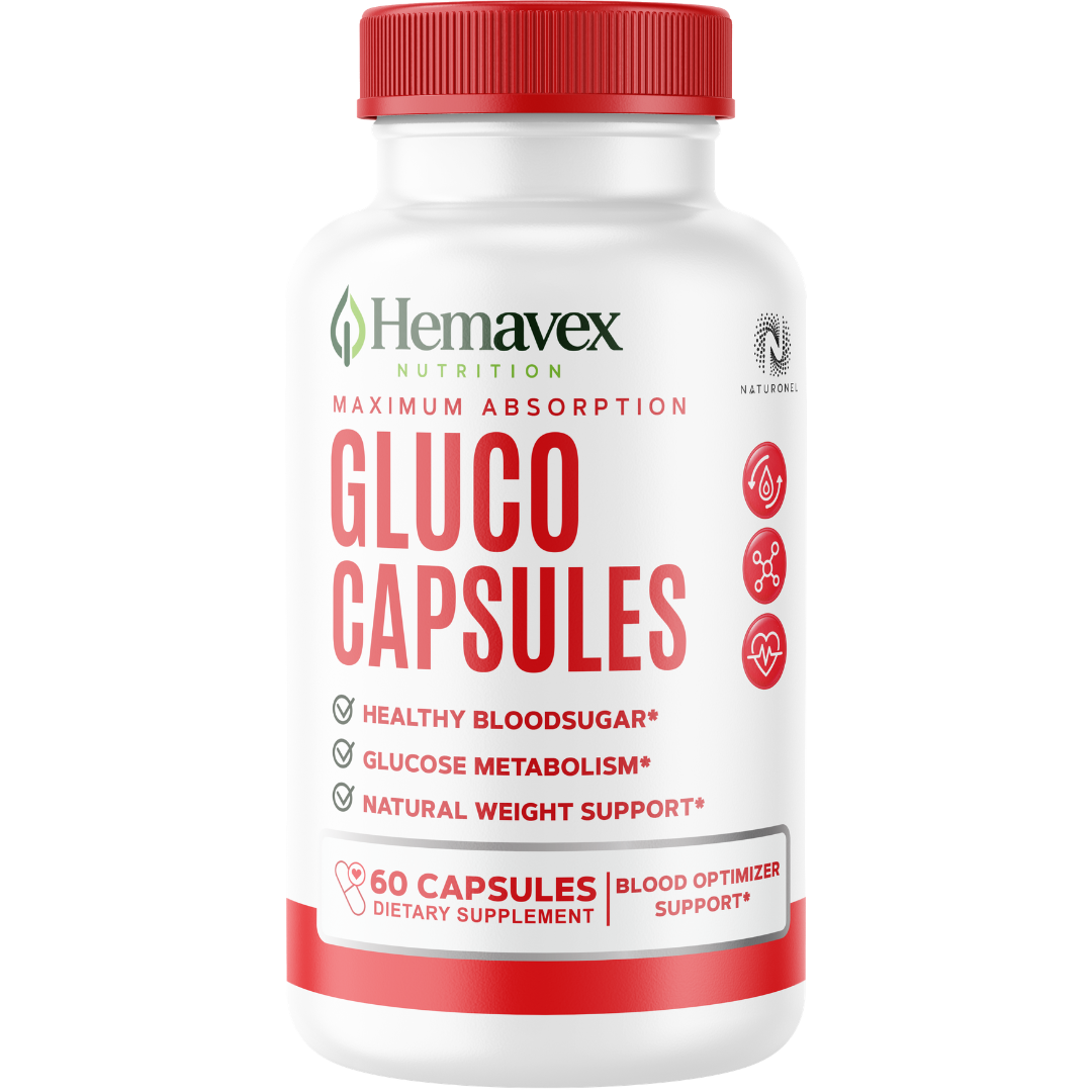 Hemavex Nutrition Gluco Capsules – Advanced Glucose Metabolism Formula with Banaba, Chromium, Alpha Lipoic Acid, Cinnamon, Gymnema & Biotin – Daily Wellness Supplement
