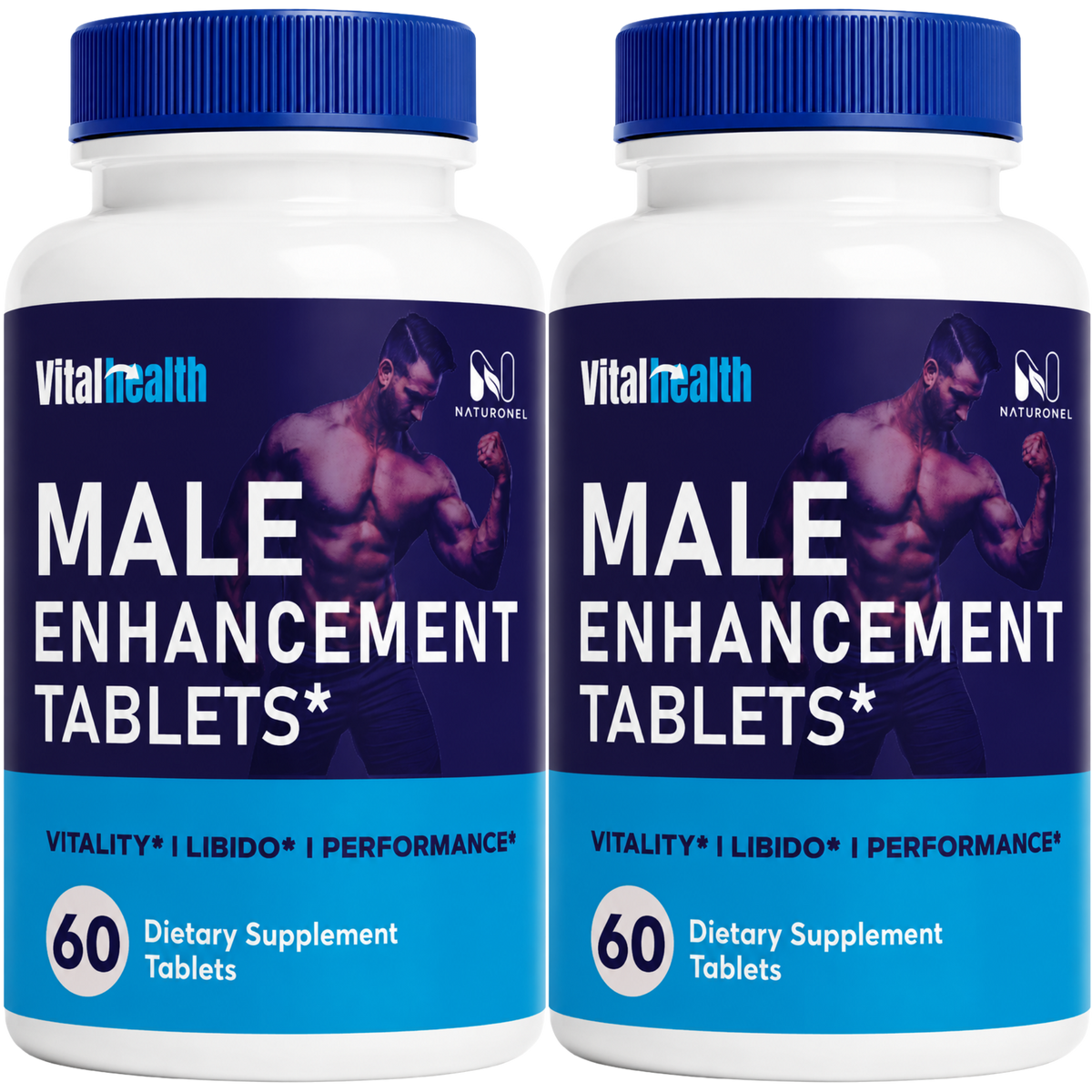 VitalHealth Male Enhancement Tablets – Men's Vitality & Libido Support Supplement, Performance Formula with Herbal Blend - 2 Bottle