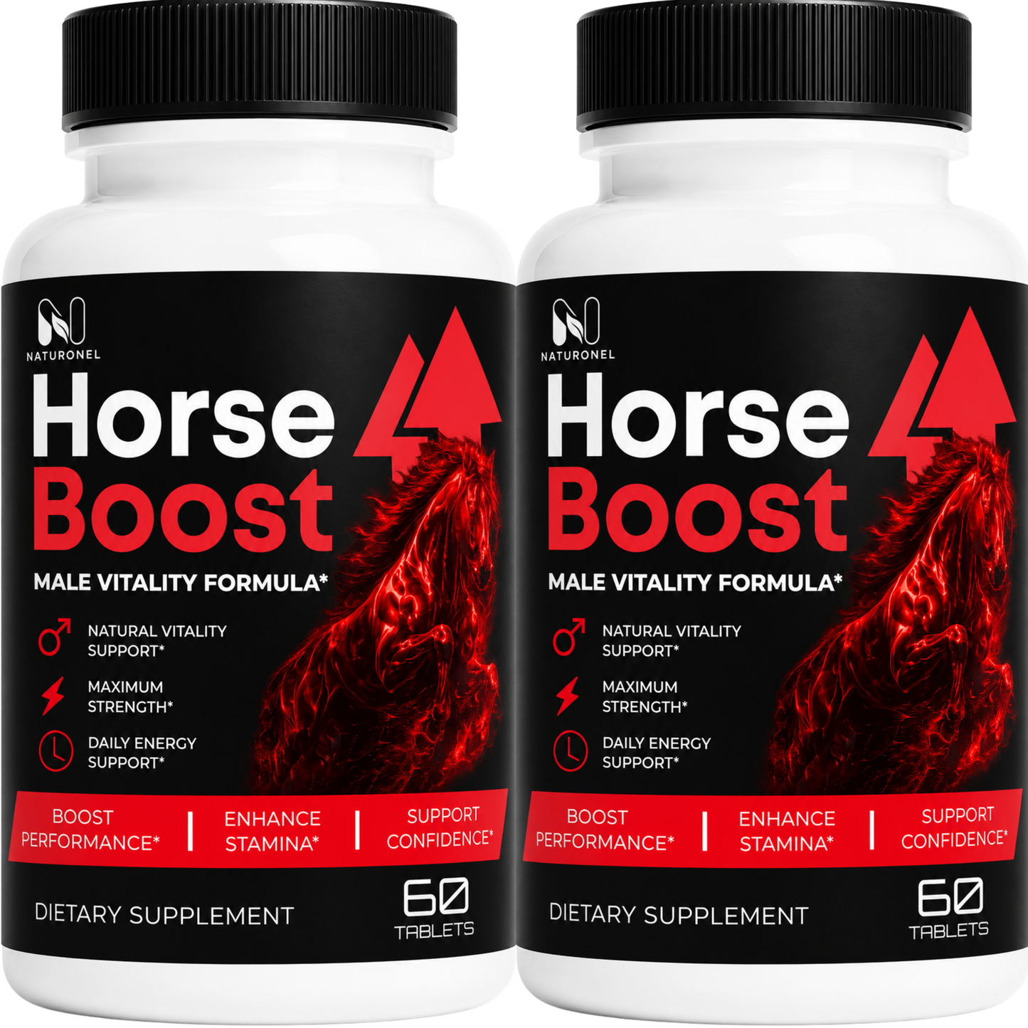 Horse Boost Male Vitality Formula – Men's Daily Performance Supplement with Herbal Ingredients, Energy & Stamina Support, Dietary Supplement - 2 Bottle