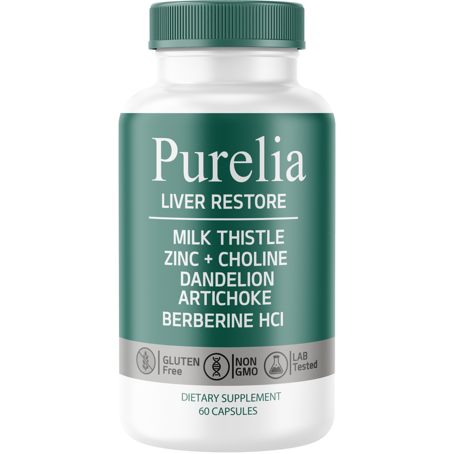 Purelia Liver Restore Supplement – Milk Thistle, Berberine HCl, Artichoke, Dandelion, Zinc & Choline – Daily Liver Wellness Formula