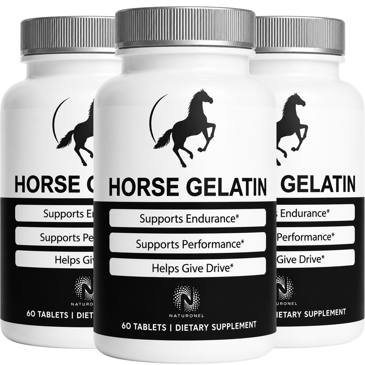 Horse Gelatin Supplement for Men – Equine Performance & Endurance Formula, Supports Drive & Daily Vitality - 3 Bottle