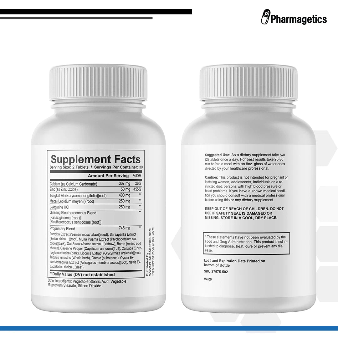 Androxene Men's Daily Wellness Formula – Advanced Botanical Blend with Maca Root, Tribulus, Tongkat Ali, Horny Goat Weed & Ginseng – 2062 mg Proprietary Blend - 60 Tablets