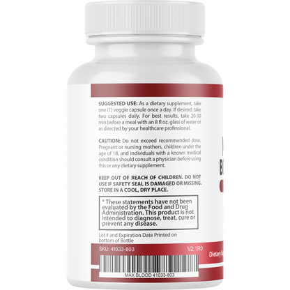 Max Blood Boost Formula Healthy Blood Sugar Supplement  60 Capsules