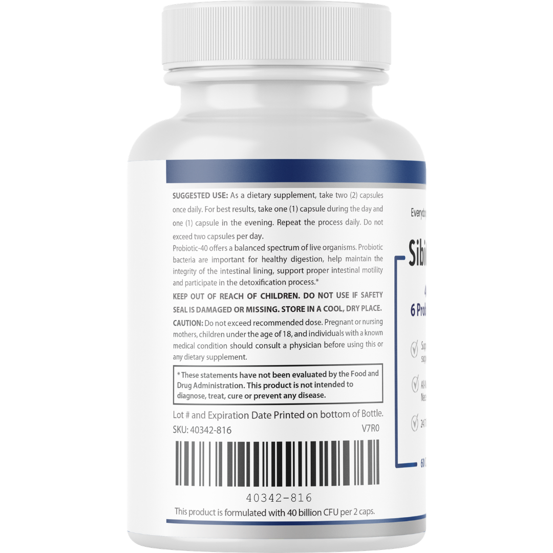 Sibiotica Probiotics Immune And Digestive Health Support Supplement 60 Capsules