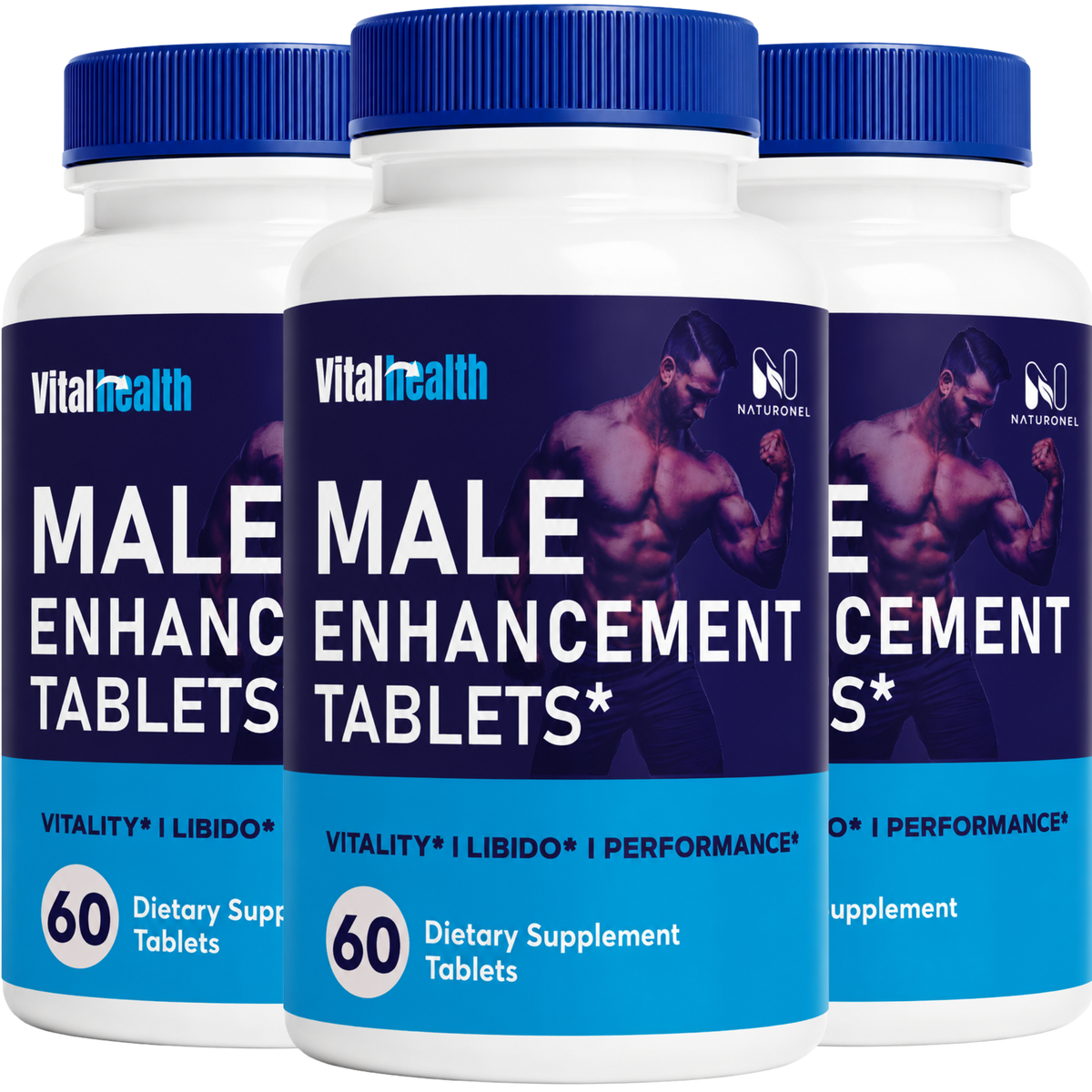 VitalHealth Male Enhancement Tablets – Men's Vitality & Libido Support Supplement, Performance Formula with Herbal Blend - 3 Bottle