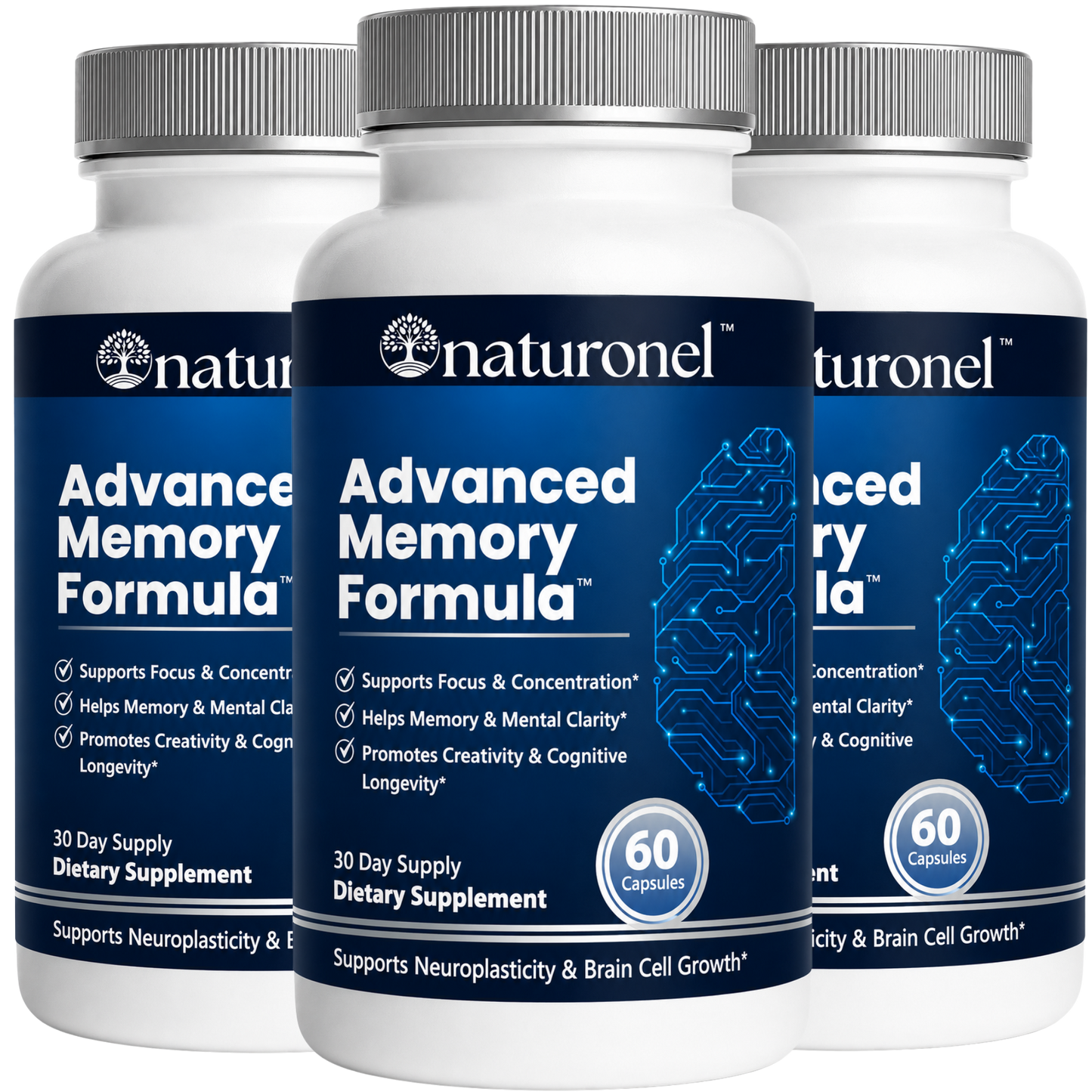 Advanced Memory Formula – Brain Supplement for Memory, Focus & Concentration, Cognitive Support with Bacopa, DMAE, Phosphatidylserine, Huperzine A, DHA & B Complex Vitamins – 60 Capsules