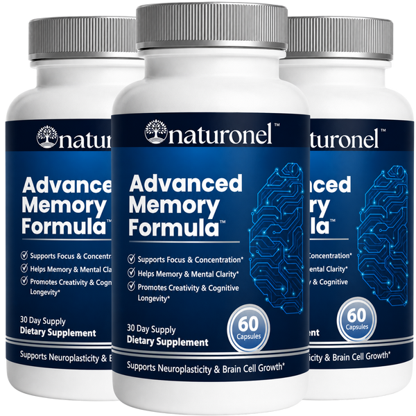 Advanced Memory Formula – Brain Supplement for Memory, Focus & Concentration, Cognitive Support with Bacopa, DMAE, Phosphatidylserine, Huperzine A, DHA & B Complex Vitamins – 3 Bottle