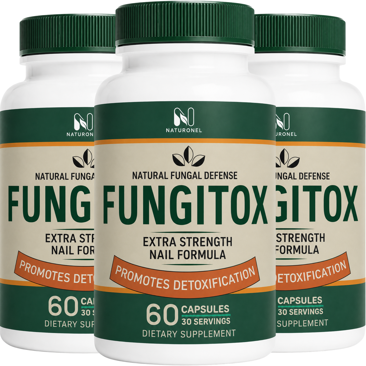Fungitox Nail Formula Supplement – Herbal Blend with Vitamins, Minerals & Plant Extracts, Daily Wellness Formula, 3 Bottle by Naturonel