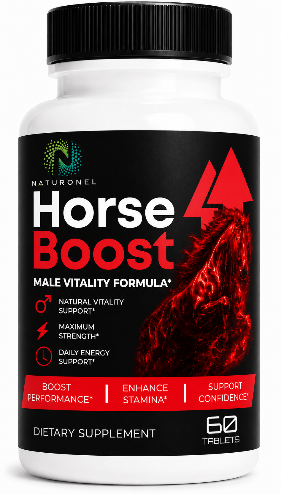 Horse Boost Male Vitality Formula – Men's Daily Performance Supplement with Herbal Ingredients, Energy & Stamina Support, Dietary Supplement - 60 Tablets