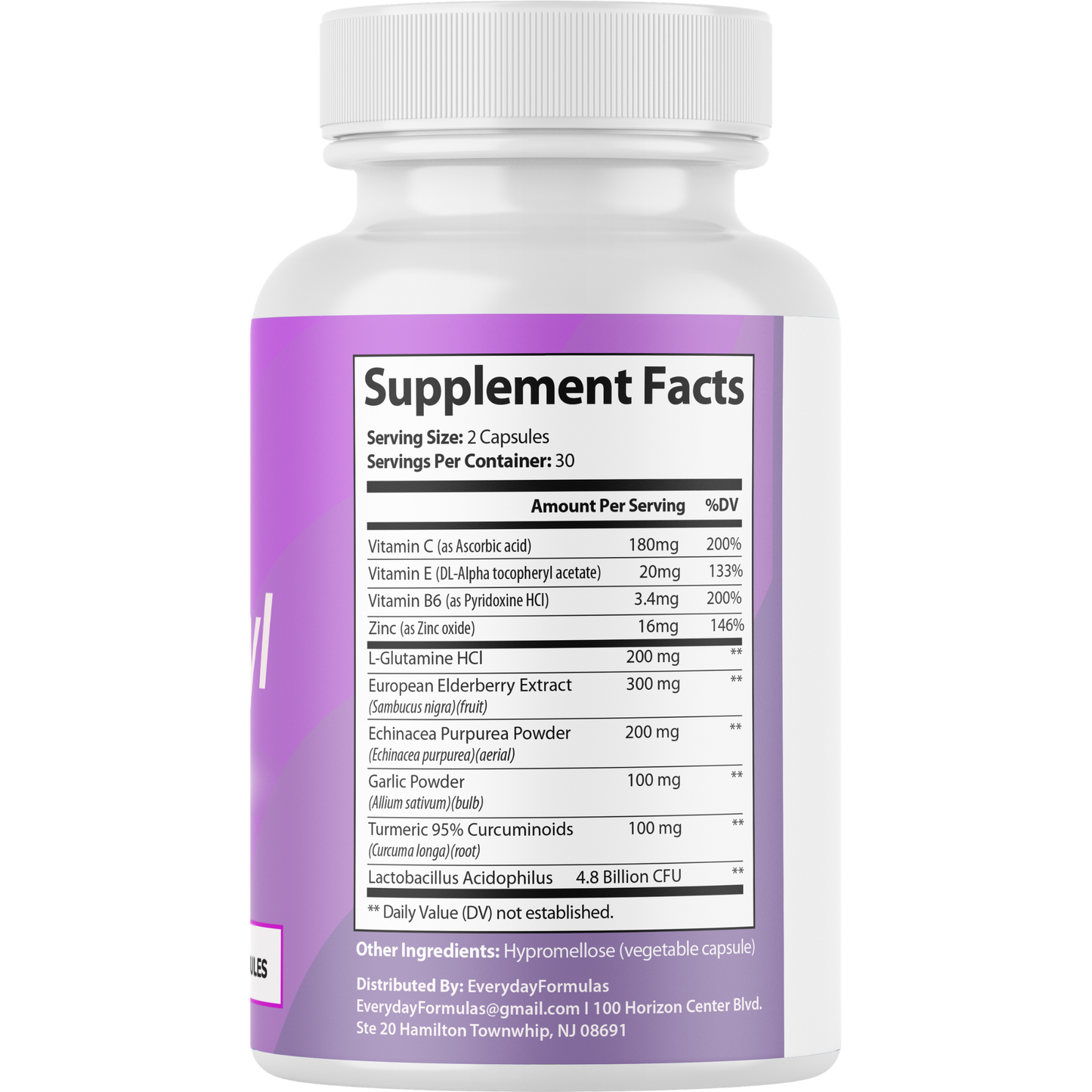 Herpesyl Immune Support Elderberry Zinc Vitamin C Probiotic Blend 60 Capsules