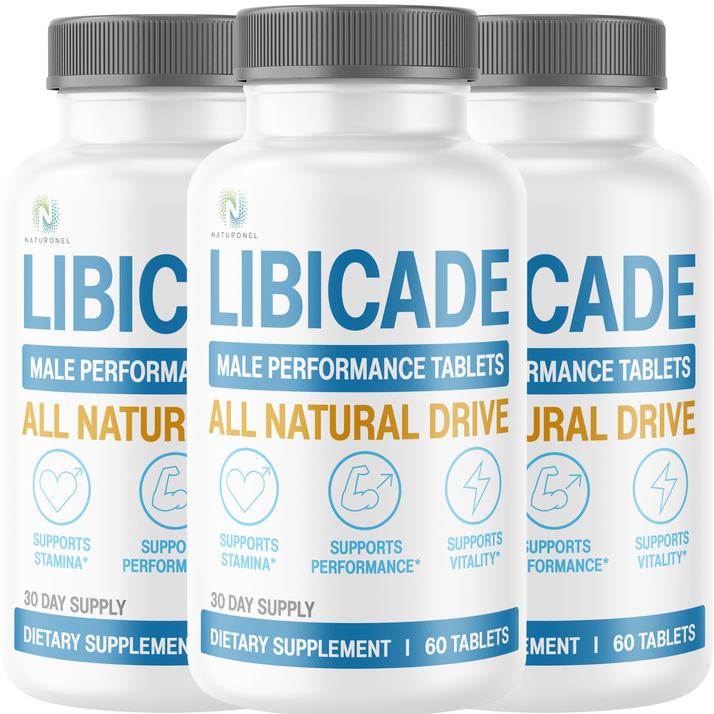 LIBICADE (3 Pack) Male Performance Supplement with Tongkat Ali, Maca Root, L-Arginine, Tribulus, Ginseng & Zinc, Men's Daily Vitality Formula, Stamina & Energy Support