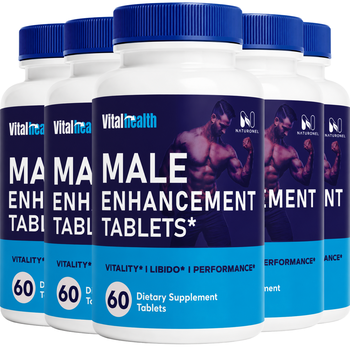 VitalHealth Male Enhancement Tablets – Men's Vitality & Libido Support Supplement, Performance Formula with Herbal Blend - 5 Bottle